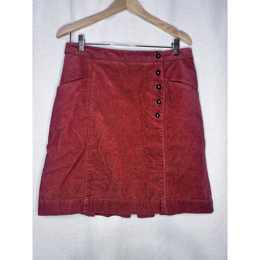 Cartonnier Anthropologie Retro Orange Corduroy Button Lined Mini Skirt